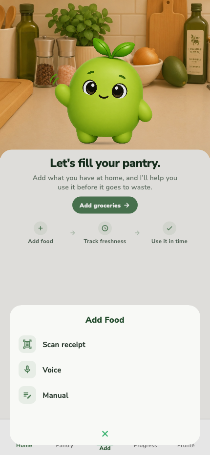 Presova dashboard with the Add Food menu open